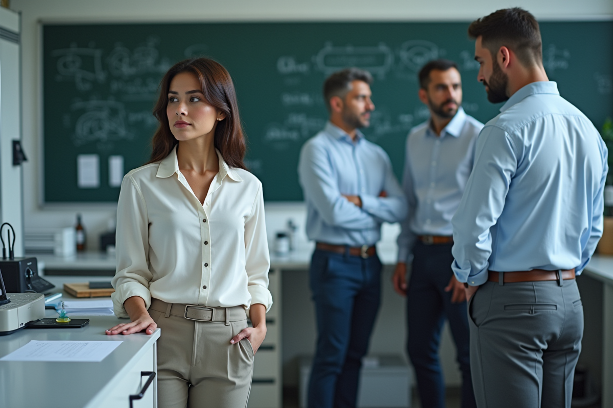 Jeune femme en laboratoire étudiant des données scientifiques