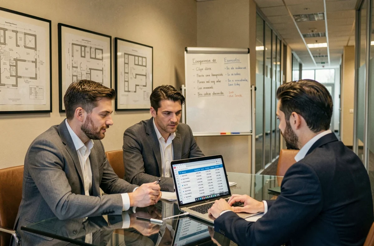 Équipe de professionnels analysant les prix de location de bureaux à Strasbourg Eurométropole