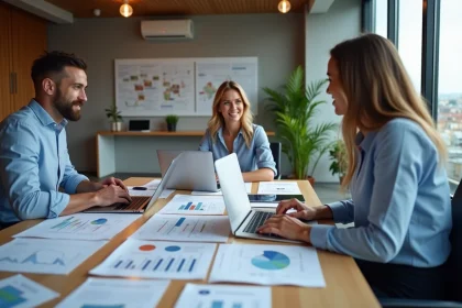 Groupe de professionnels en réunion marketing à Montpellier