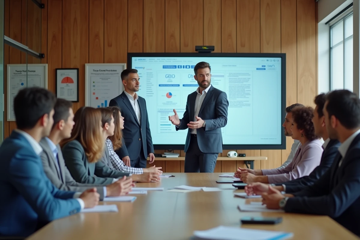 Groupe de collègues lors d une formation sur outils HR numériques