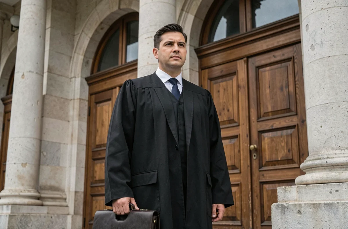 Maître Adrien Renaud, avocat en droit du travail et protection sociale, devant le palais de justice de Grenoble