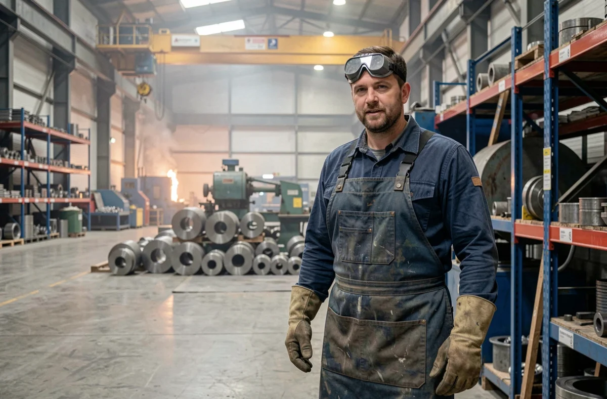 Opérateur en métallurgie dans une usine industrielle, représentant la spécialisation de Samsic Emploi