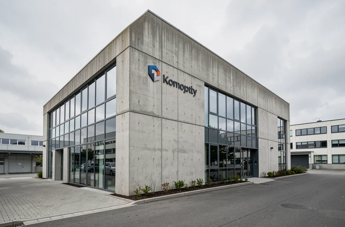 Siège social d'une entreprise industrielle suisse de type Nitrofer avec façade moderne et signalétique d'entreprise discrète